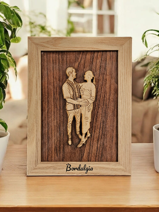 Retrato personalizado de pareja en madera