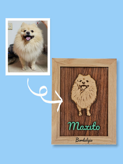 Cuadro  personalizado de mascota en madera