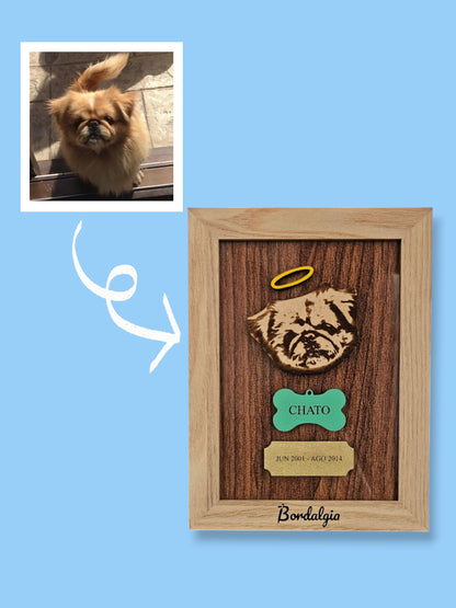 Cuadro  personalizado conmemorativo de mascota en madera