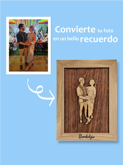 Retrato personalizado de pareja en madera