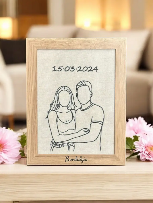 Cuadro personalizado de pareja bordado