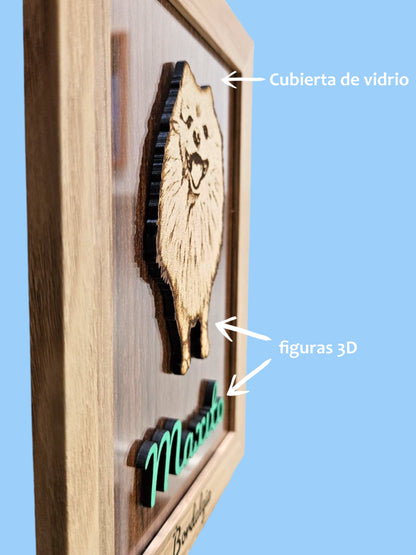 Cuadro  personalizado de mascota en madera