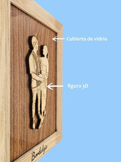 Retrato personalizado de pareja en madera